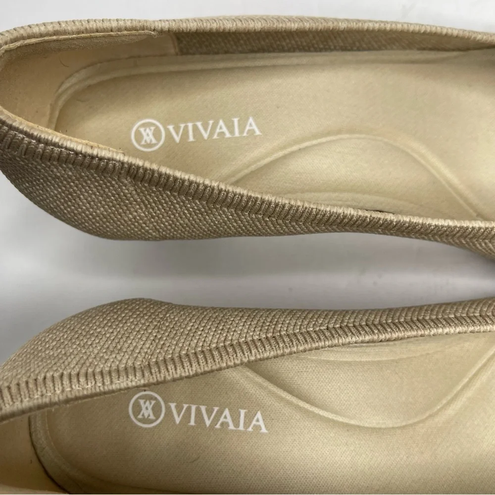 VIVAIA Cream Elvia Round-Toe Chunky Heels Womens Size 37 Comfort Knit